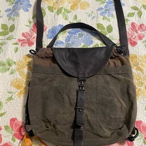 ROUGH & TUMBLE Brown Canvas and Leather Backpack